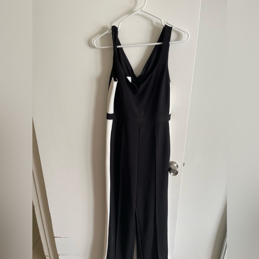 Donna Morgan black and white jump suit.